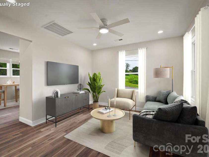 100 Gardner Street, Hickory, NC 28601.  MLS# CAR4414739, YatesRealty ID 44454. Living room virtually staged