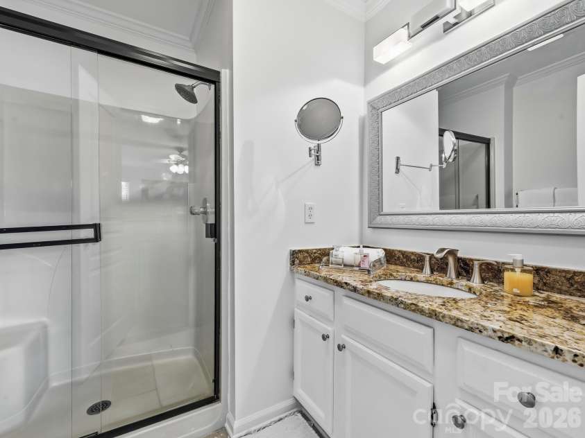 4402 Marble Way, Asheville, NC 28806.  MLS# CAR4413384, YatesRealty ID 44561. Glass & Granite Primary Bath