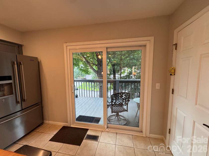 501 Independence Trail, Morganton, NC 28655.  MLS# CAR4413269, YatesRealty ID 44614. Kitchen sliding doors to back deck