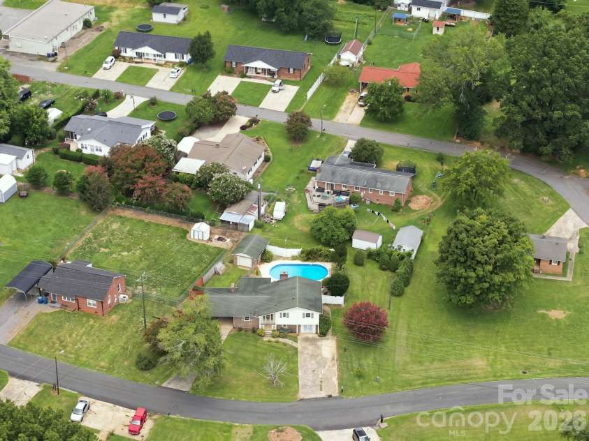 19 Pj Mcree Road, Maiden, NC 28650.  MLS# CAR4414681, YatesRealty ID 44639. Aerial view with pool filled