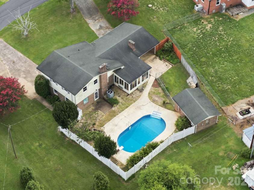 19 Pj Mcree Road, Maiden, NC 28650.  MLS# CAR4414681, YatesRealty ID 44639. Aerial view with virtual pool filled