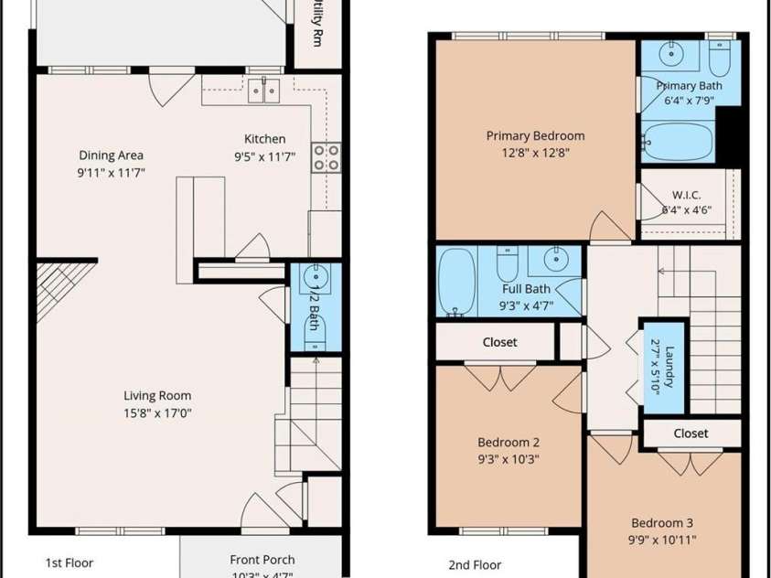 636 Brickdust Court, Fort Mill, SC 29708.  MLS# CAR4413027, YatesRealty ID 44691. First and Second Floorplan