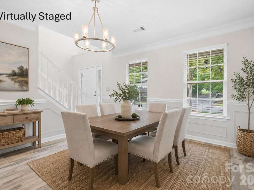 19300 Kanawha Drive, Cornelius, NC 28031.  MLS# CAR4414976, YatesRealty ID 44710. Dining room w/ updated lighting