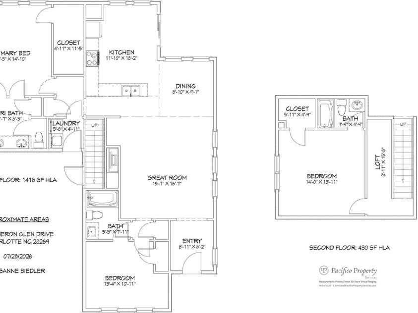 8530 Heron Glen Drive, Charlotte, NC 28269.  MLS# CAR4410893, YatesRealty ID 44779. Floor Plan
