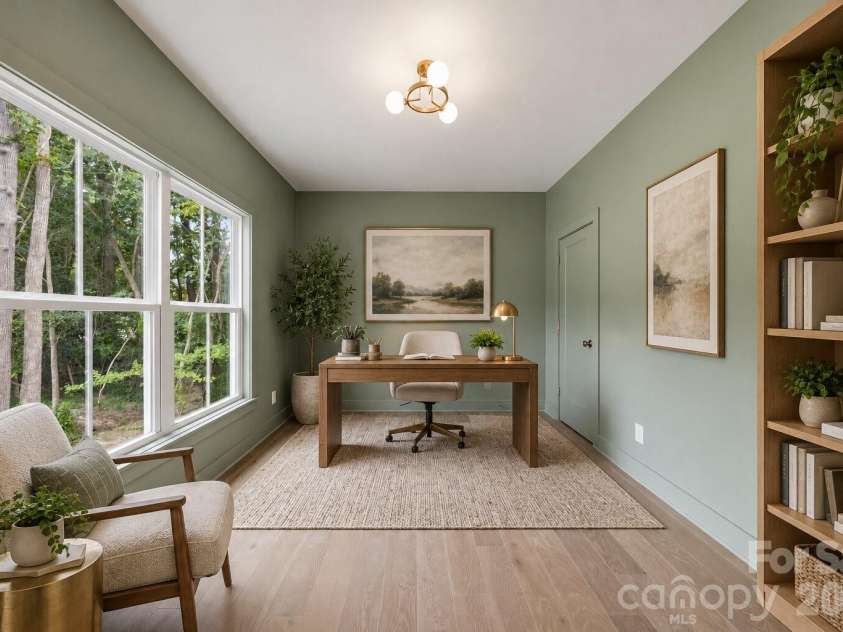2311 Chateau Court, Matthews, NC 28105.  MLS# CAR4407256, YatesRealty ID 44799. Home office (image contains AI-generated virtual staging).