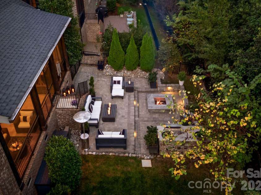 4611 Harper Court, Charlotte, NC 28210.  MLS# CAR4413590, YatesRealty ID 44828. Aerial backyard view.