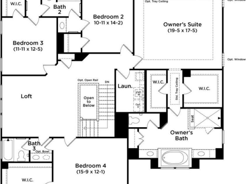 3031 Grandiose Drive, Indian Trail, NC 28079.  MLS# CAR4411902, YatesRealty ID 44844. Floor Plan for Stonehaven Currently Under Construction - Second Floor