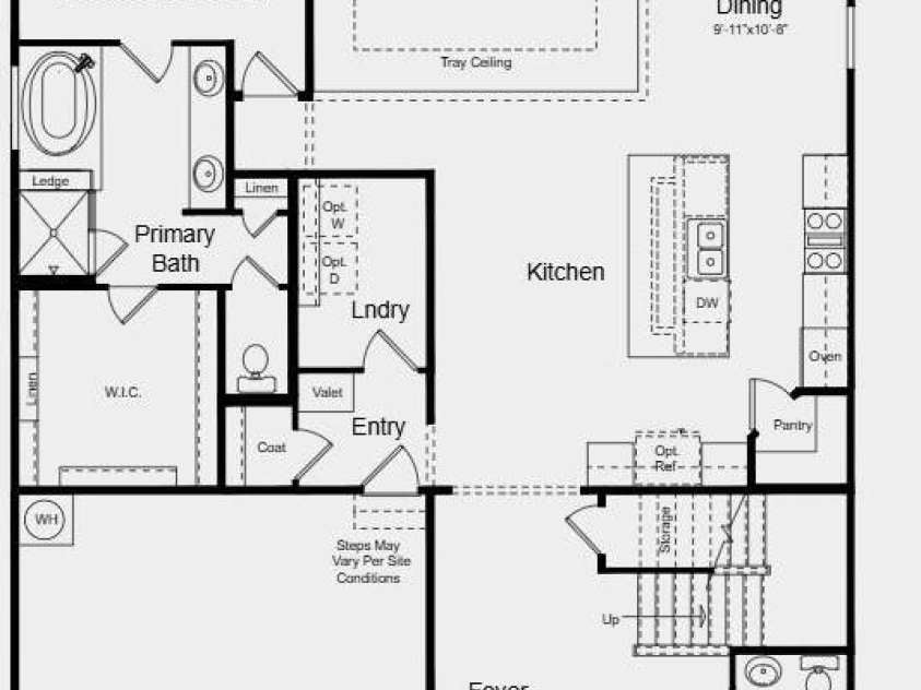 17017 Walker Wylie Drive, Charlotte, NC 28278.  MLS# CAR4415362, YatesRealty ID 44883. First Floor Plan - Additional Highlights Include: gourmet kitchen, tray ceiling in the primary bedroom and great room, shower added to bathroom 2, additional windows added to the study, gas fireplace, and a gas ta