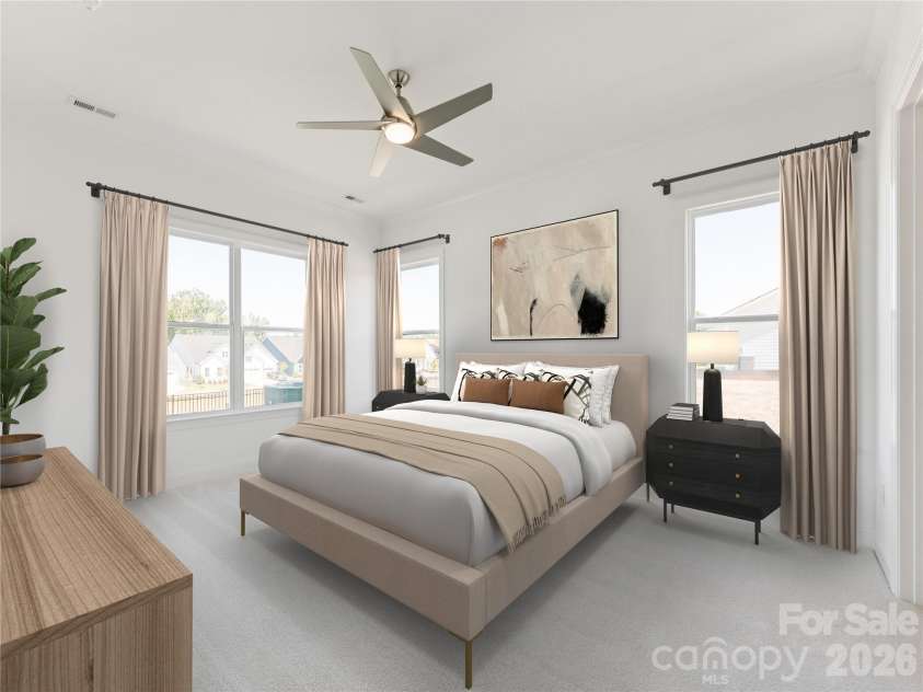 2250 Whitebark Drive, Indian Land, SC 29707.  MLS# CAR4415447, YatesRealty ID 44919. Primary bedroom example virtually staged