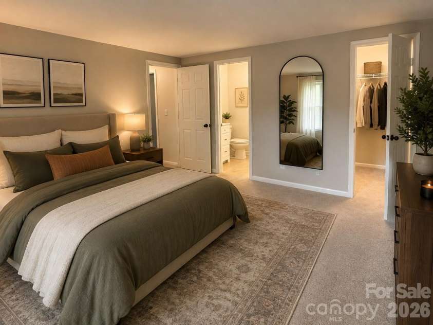 1645 Arlyn Circle, Charlotte, NC 28213.  MLS# CAR4404772, YatesRealty ID 44948. Staged main bedroom