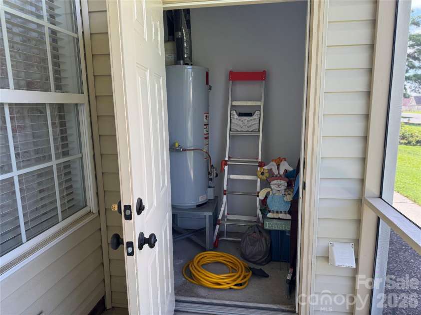 2795 Clover Road, Concord, NC 28027.  MLS# CAR4413117, YatesRealty ID 45061. Storage closet on rear patio