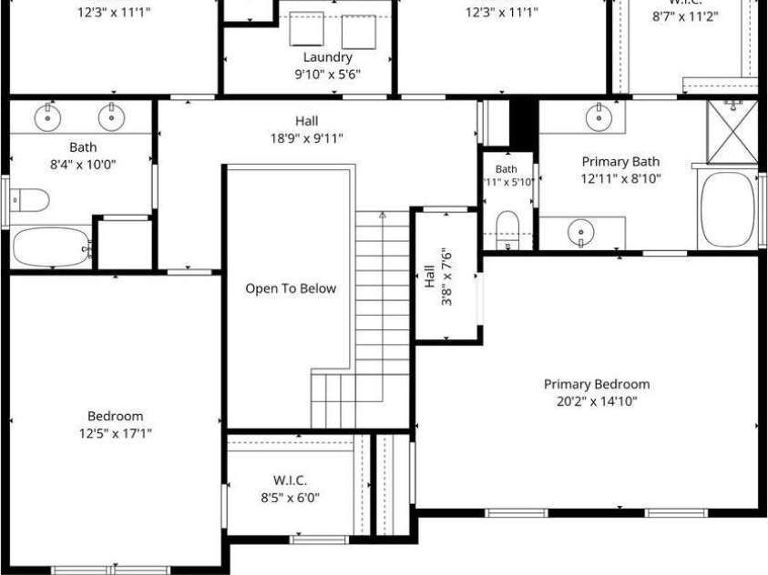 3829 Franklin Meadows Drive, Matthews, NC 28105.  MLS# CAR4412409, YatesRealty ID 45095. Upstairs Floor Plan