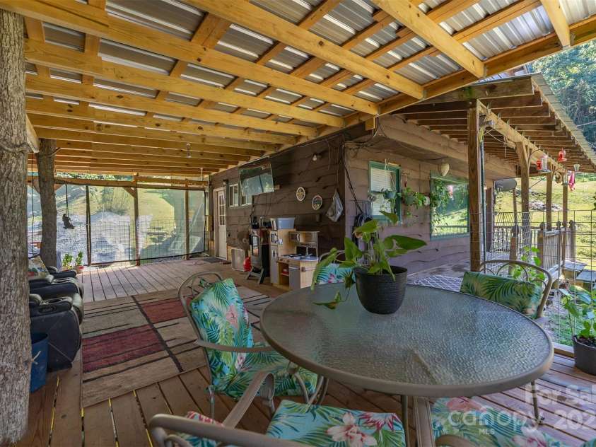 1145 Woolyshot Branch Road, Hot Springs, NC 28743.  MLS# CAR4295648, YatesRealty ID 451. Covered side porch. 