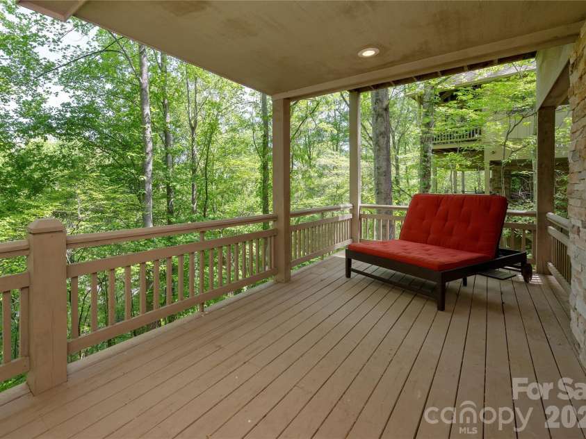 281 Bob White Loop, Waynesville, NC 28786.  MLS# CAR4414207, YatesRealty ID 45126. Downstairs Deck