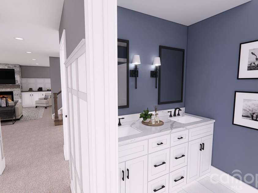 166 Williams Meadow Loop, Hendersonville, NC 28739.  MLS# CAR4406204, YatesRealty ID 45159. Full bath in lower level-Rendering courtesy of Royal Oaks Design.
