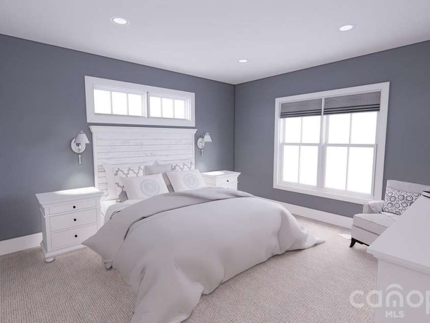 166 Williams Meadow Loop, Hendersonville, NC 28739.  MLS# CAR4406204, YatesRealty ID 45159. Main-Level Primary Suite-Rendering courtesy of Royal Oaks Design.
