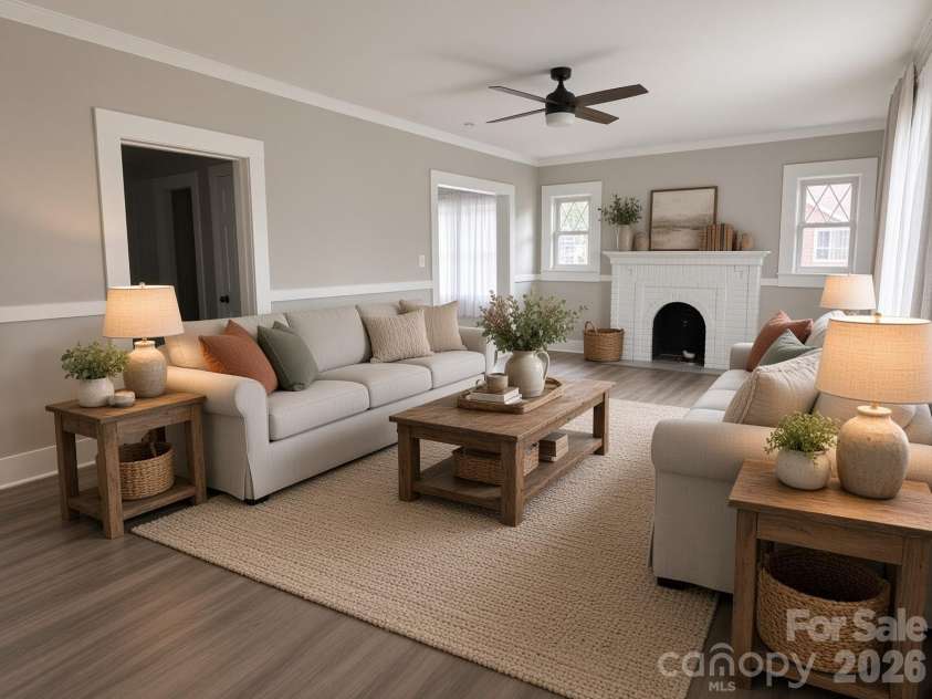 2709 Main Avenue, Newton, NC 28658.  MLS# CAR4415112, YatesRealty ID 45198. AI staged living room