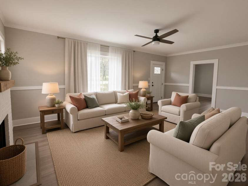 2709 Main Avenue, Newton, NC 28658.  MLS# CAR4415112, YatesRealty ID 45198. AI staged living room