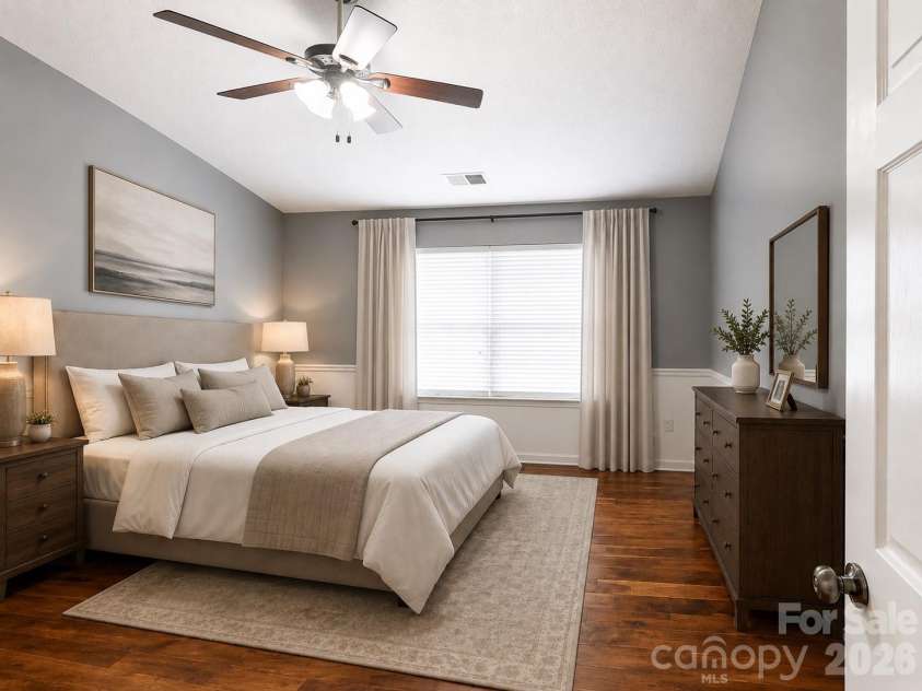 8946 Meadowmont View Drive, Charlotte, NC 28269.  MLS# CAR4415253, YatesRealty ID 45239. Virtual staged master besroom