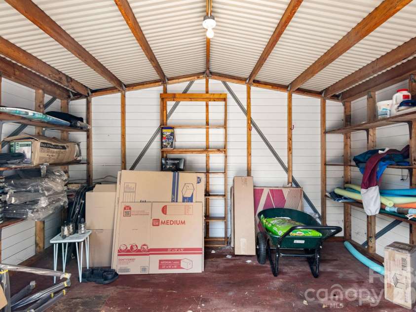 1820 Bridgewood Drive, Lancaster, SC 29720.  MLS# CAR4410487, YatesRealty ID 45264. Inside of shed