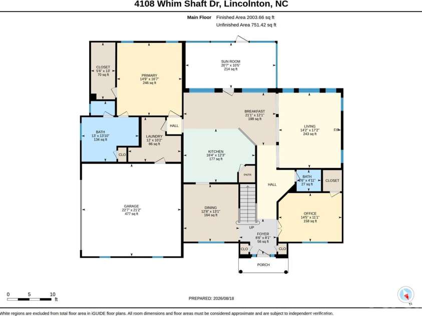 4108 Whim Shaft Drive, Lincolnton, NC 28092.  MLS# CAR4415409, YatesRealty ID 45297. Floor Plan Main