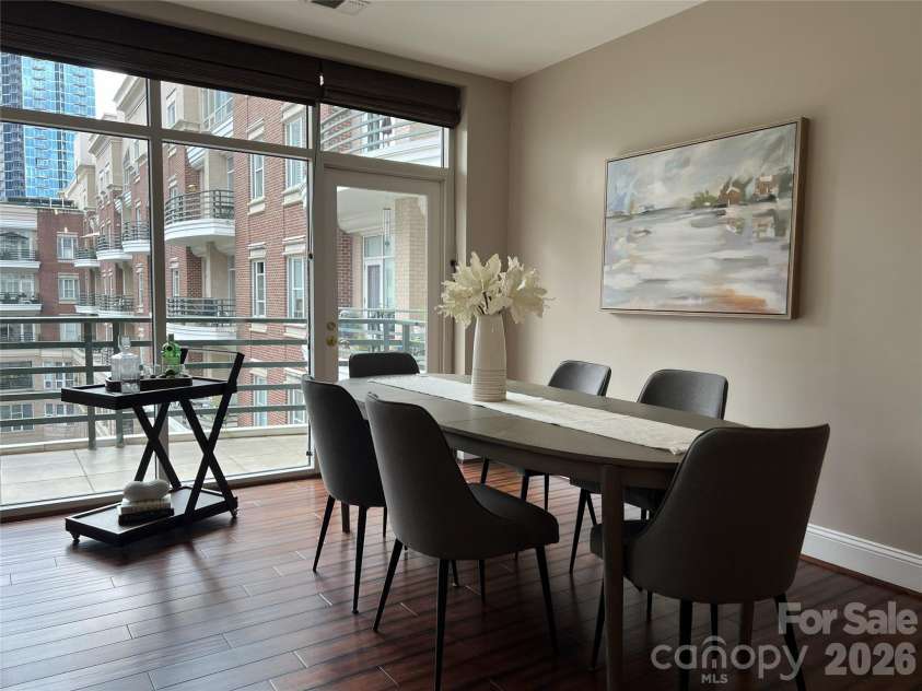 400 Church Street, Charlotte, NC 28202.  MLS# CAR4325886, YatesRealty ID 4535. Dining Area Staged