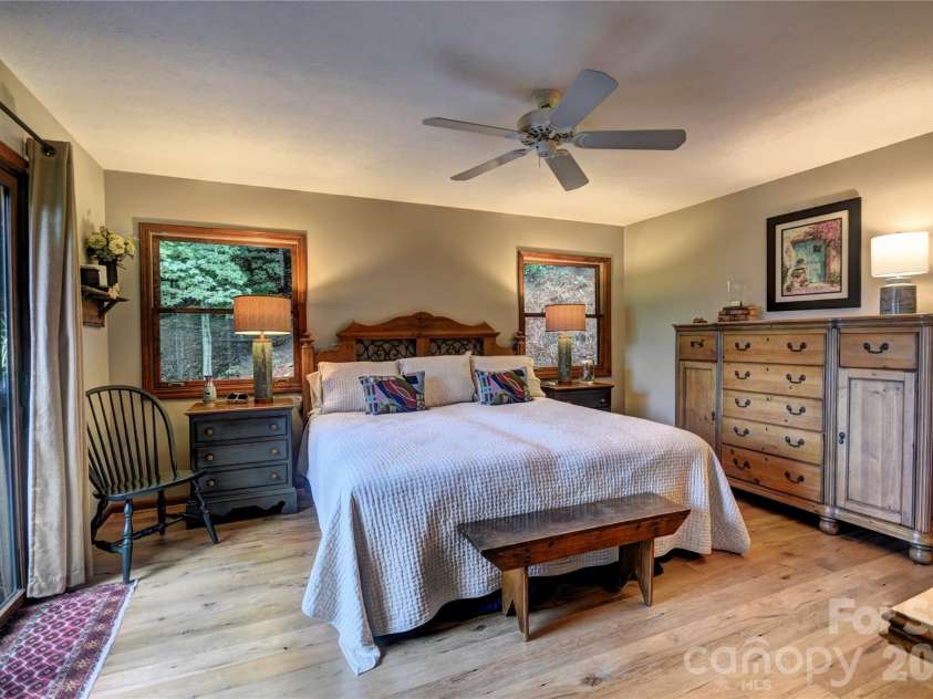 509 Deer Creek Trail, Maggie Valley, NC 28751.  MLS# CAR4408706, YatesRealty ID 45359. Primary Bedroom on the main level