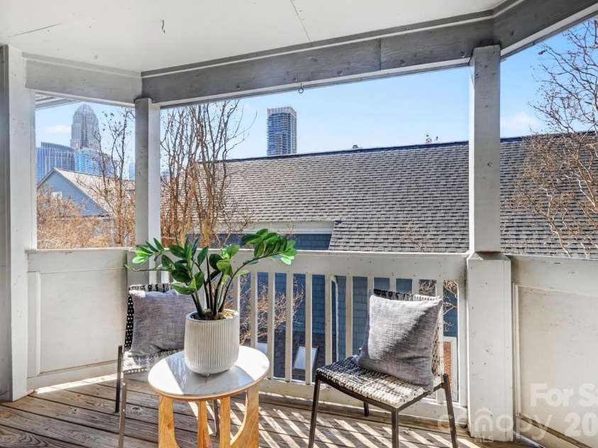 525 Graham Street, Charlotte, NC 28202.  MLS# CAR4341824, YatesRealty ID 4546. Outdoor retreat overlooking Fourth Ward rooftops with Uptown skyline beyond
