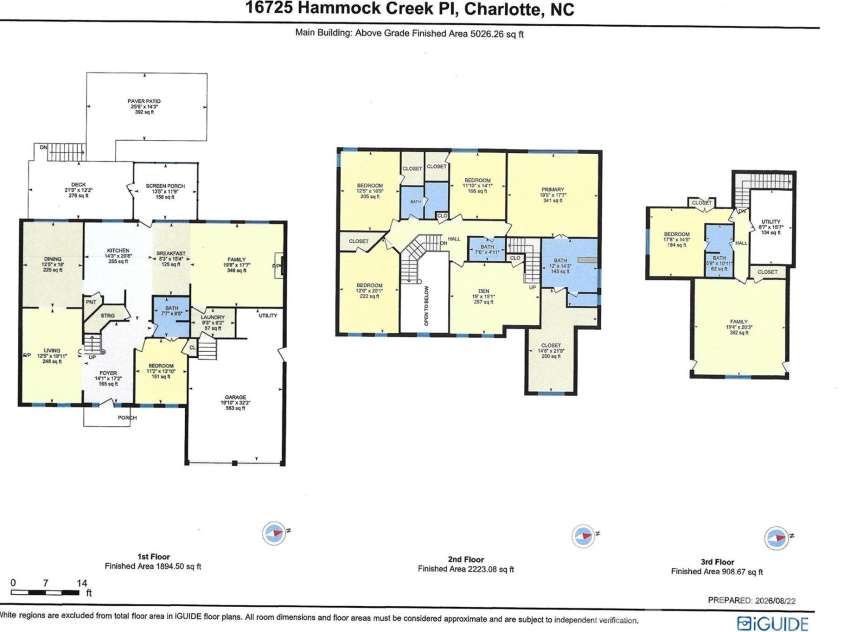 16725 Hammock Creek Place, Charlotte, NC 28278.  MLS# CAR4415138, YatesRealty ID 45465. Floor Plan. Three Finished Levels