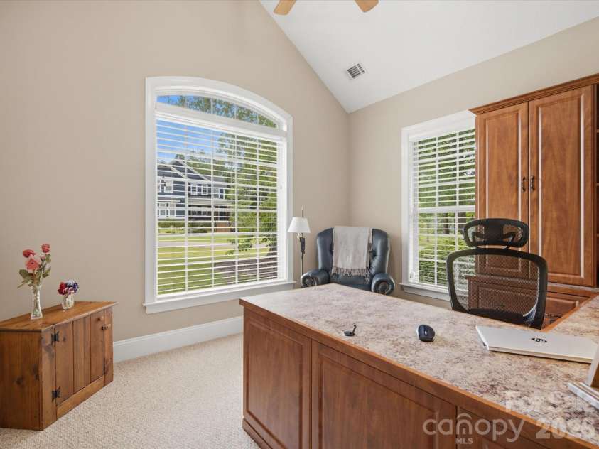 1023 Madras Court, Davidson, NC 28036.  MLS# CAR4415353, YatesRealty ID 45469. Office with built in cabinets