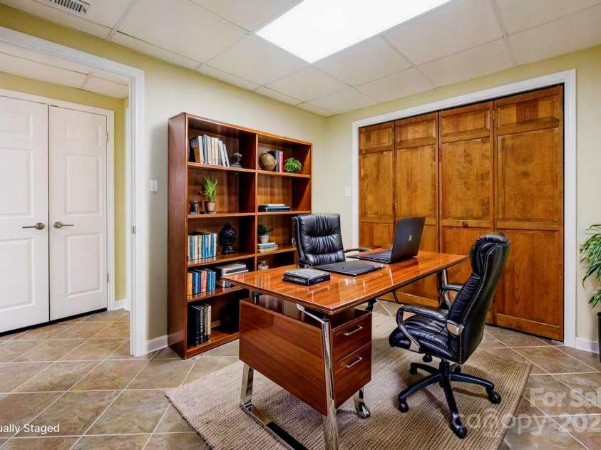 2106 Lynmore Drive, Sherrills Ford, NC 28673.  MLS# CAR4316248, YatesRealty ID 4551. Virtually staged office in lower level