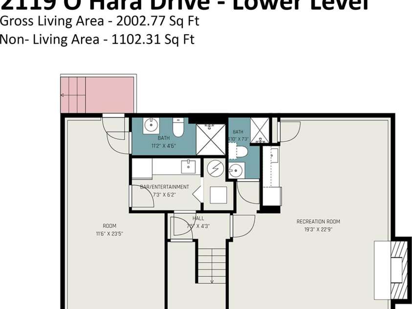 2119 O Hara Drive, Charlotte, NC 28273.  MLS# CAR4415100, YatesRealty ID 45557. Lower level floor plan