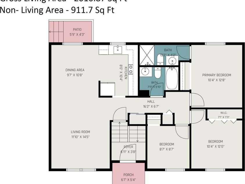 2119 O Hara Drive, Charlotte, NC 28273.  MLS# CAR4415100, YatesRealty ID 45557. Mail level floor plan