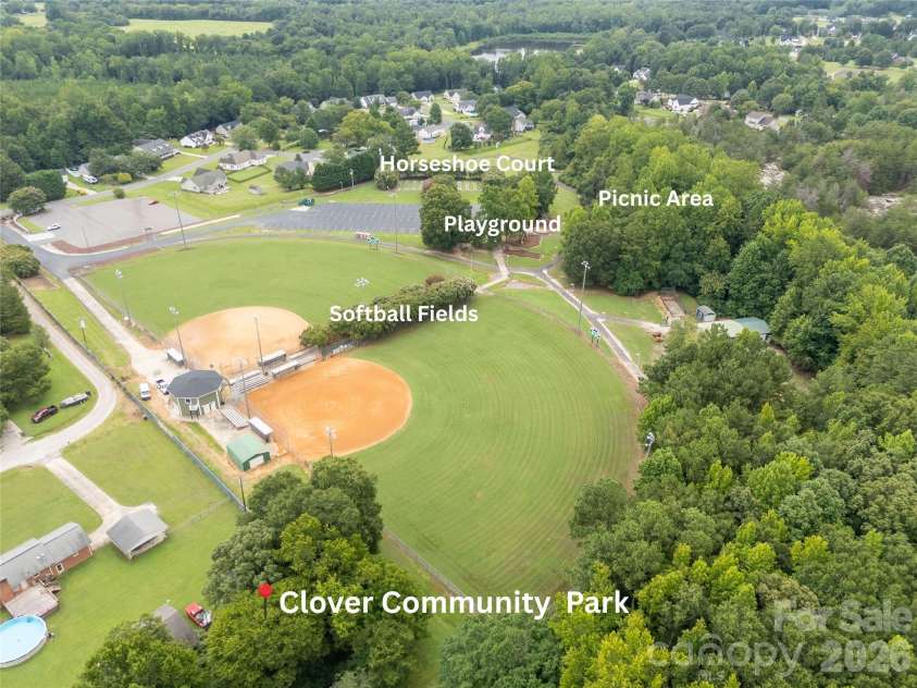 901 Clover Park Drive, Clover, SC 29710.  MLS# CAR4416054, YatesRealty ID 45575. Clover Community Park Aerial
