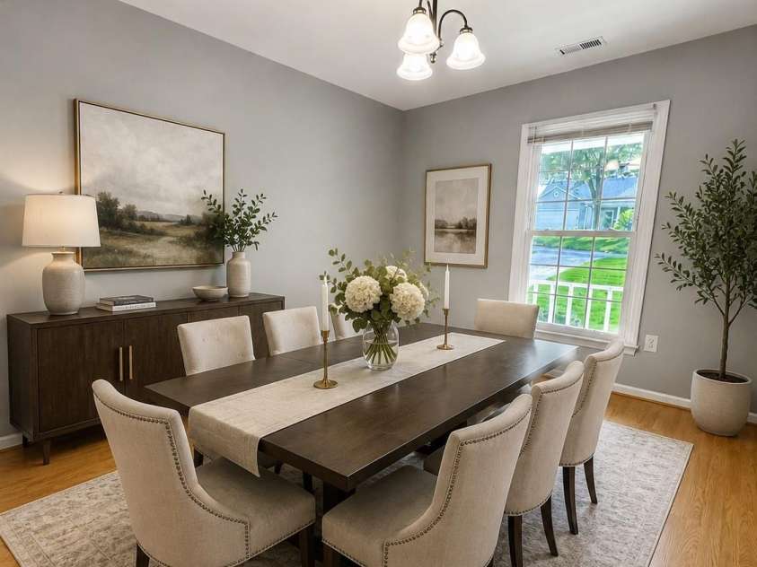 8826 Leipzig Drive, Charlotte, NC 28210.  MLS# CAR4401179, YatesRealty ID 45678. Dining Area - Virtually staged