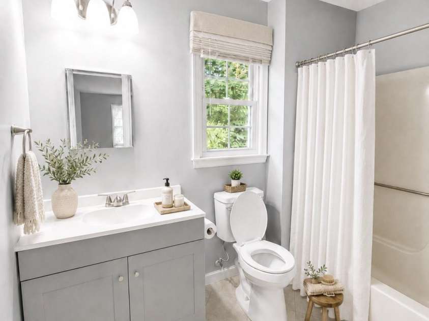 8826 Leipzig Drive, Charlotte, NC 28210.  MLS# CAR4401179, YatesRealty ID 45678. Primary Bathroom - Virtually staged