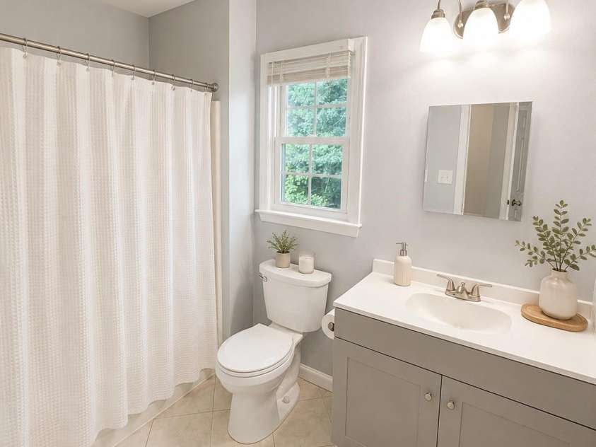 8826 Leipzig Drive, Charlotte, NC 28210.  MLS# CAR4401179, YatesRealty ID 45678. Secondary Full Bathroom - Virtually staged