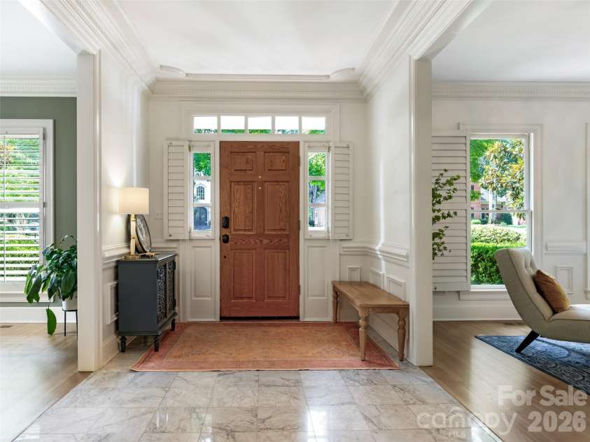 5216 Sunningdale Drive, Charlotte, NC 28277.  MLS# CAR4416178, YatesRealty ID 45821. Gracious marble foyer with exquisite moldings