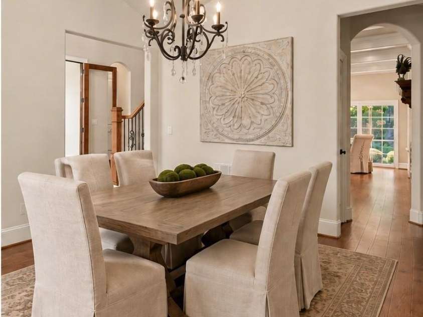 2455 Shiny Leaf Drive, Denver, NC 28037.  MLS# CAR4414414, YatesRealty ID 45874. Formal Dining Room looking towards the entry and Kitchen (virtually staged)