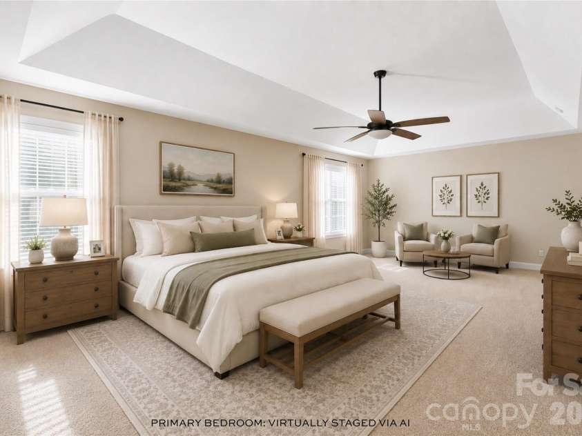 347 Windy Pine Drive, Clover, SC 29710.  MLS# CAR4412270, YatesRealty ID 45925. VIRTUALLY STAGED Primary Bedroom