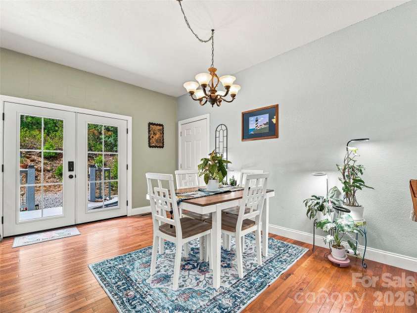 524 Lookout Drive, Pisgah Forest, NC 28768.  MLS# CAR4416154, YatesRealty ID 45993. Dining with new French Doors