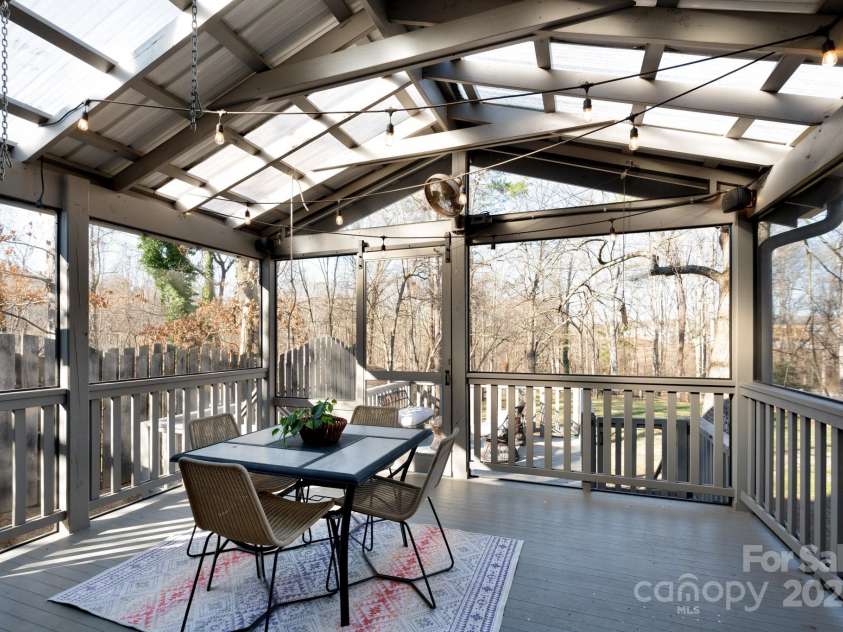 122 and 124 Shelburne Road, Asheville, NC 28806.  MLS# CAR4232938, YatesRealty ID 4604. Screened Back Porch with Translucent Vaulted Ceiling