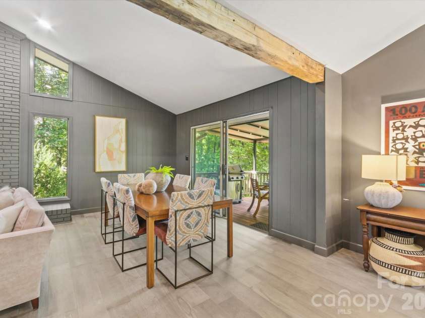 651 Glen Cannon Drive, Pisgah Forest, NC 28768.  MLS# CAR4414802, YatesRealty ID 46098. Dining area with access to deck