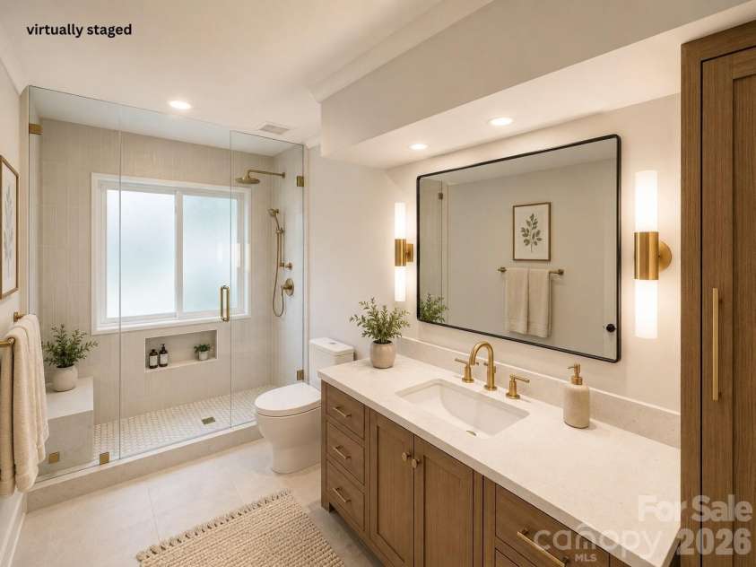 4904 Willow Pond Road, Clover, SC 29710.  MLS# CAR4412083, YatesRealty ID 46114. Virtually staged primary full bathroom