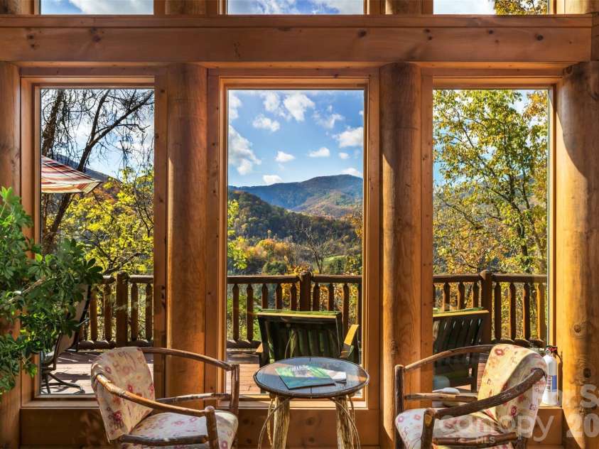 135 Potato Branch Road, Leicester, NC 28748.  MLS# CAR4415427, YatesRealty ID 46150. Honeymoon Cabin View