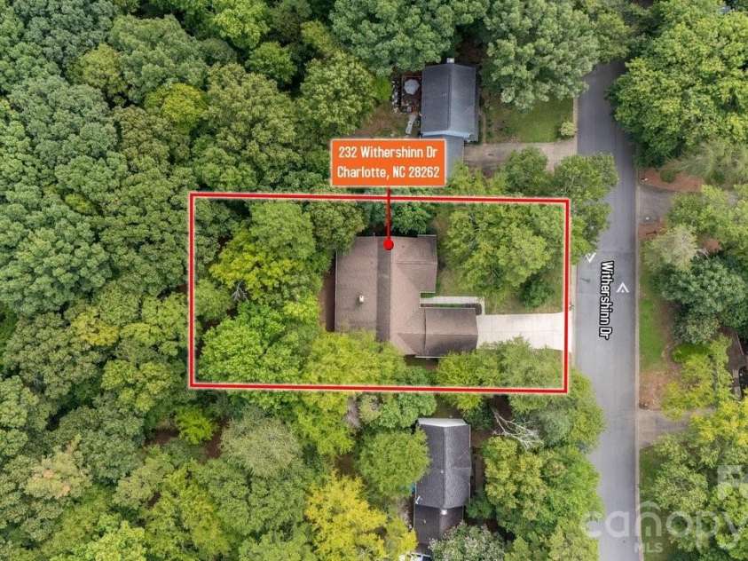 235 Withershinn Drive, Charlotte, NC 28262.  MLS# CAR4414548, YatesRealty ID 46207. Arial views