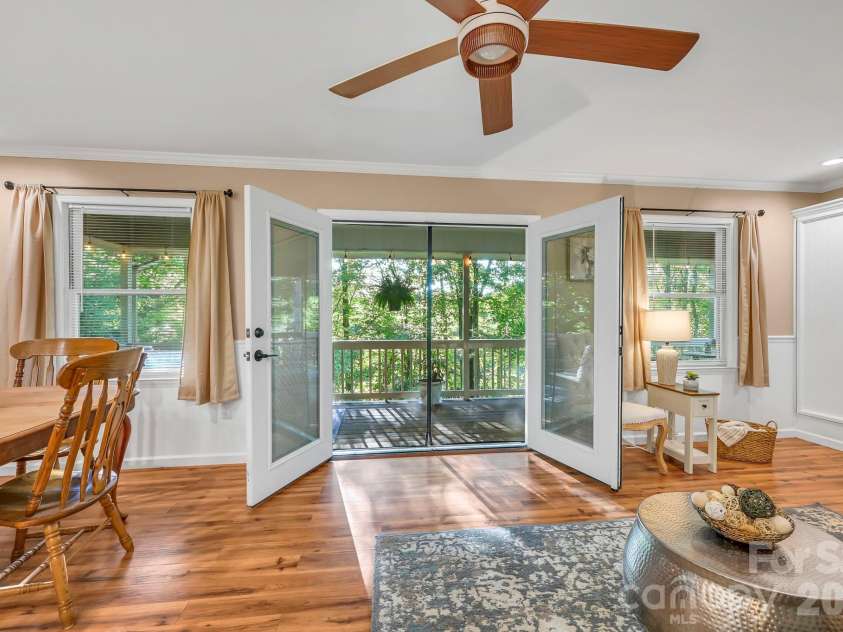 426 Meadowood Lane, Burnsville, NC 28714.  MLS# CAR4412082, YatesRealty ID 46234. French Doors to Large Deck