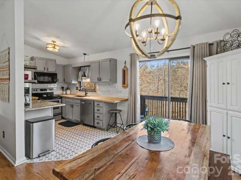 30 Whipporwill Drive, Weaverville, NC 28787.  MLS# CAR4344199, YatesRealty ID 46257. Kitchen with access to expansive upper deck