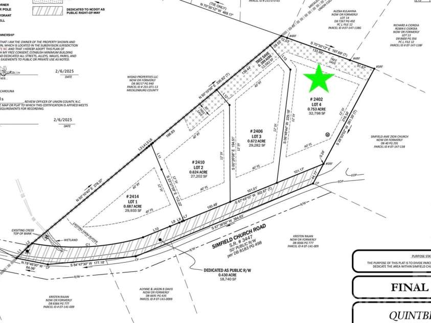 2402 Simfield Church Road, Matthews, NC 28105.  MLS# CAR4417312, YatesRealty ID 46263. 