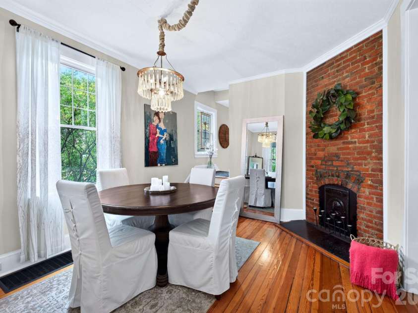 46 Chestnut Street, Asheville, NC 28801.  MLS# CAR4415682, YatesRealty ID 46311. Dining Room Fireplace